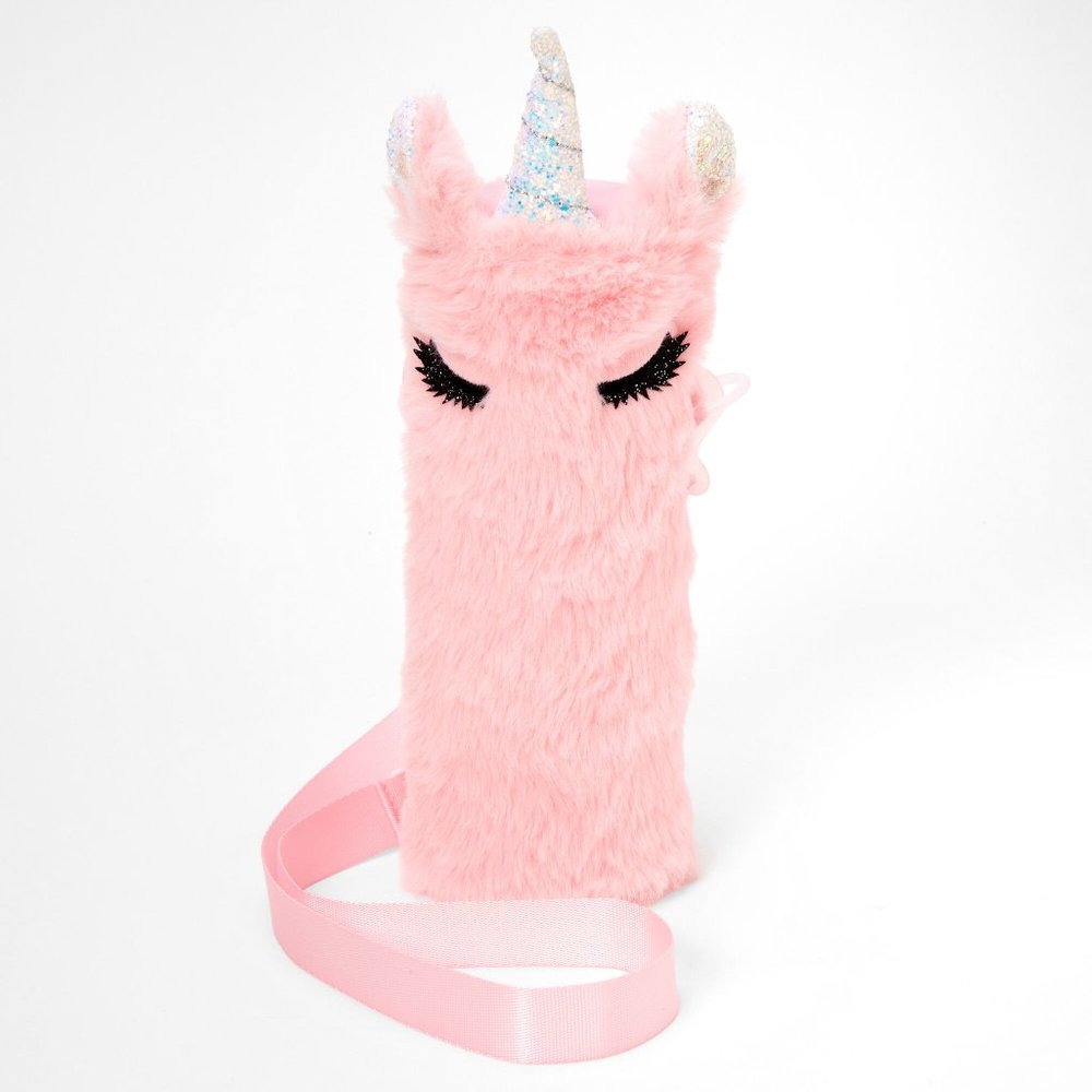 Claire's Glitter Unicorn Pink Water Bottle Holder-NWT